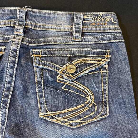 SILVER Women's Bootcut Jeans 30x36 Suki Surplus Embroidered - Picture 1 of 12